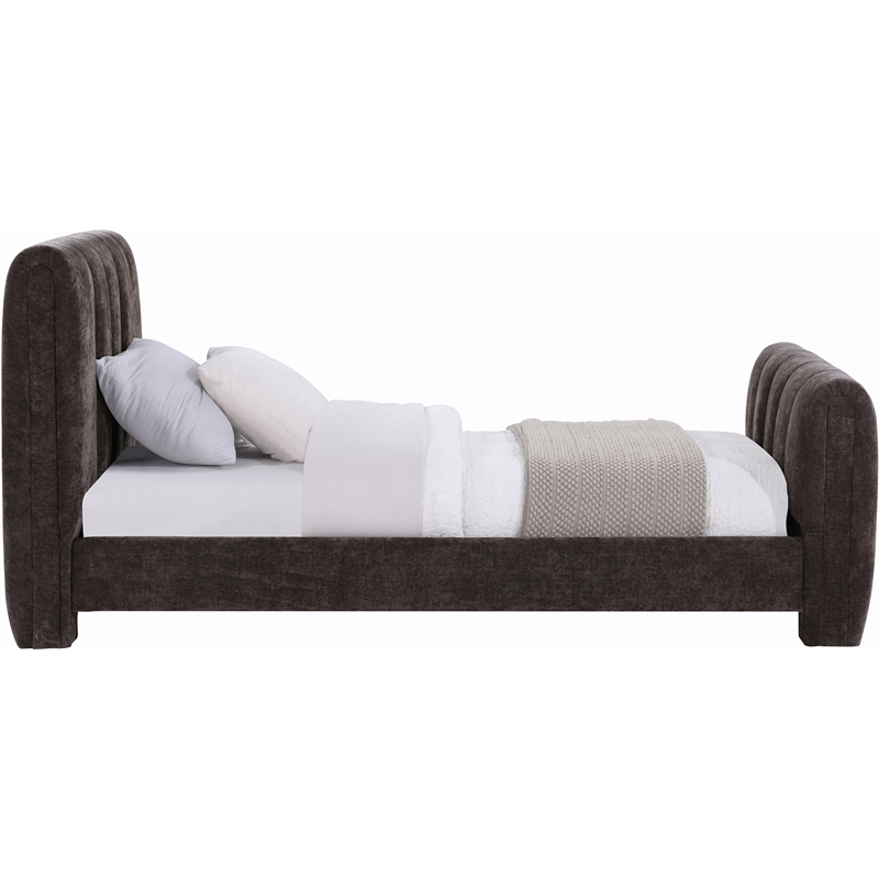 Bowery Hill Contemporary Soft Brown Chenille Fabric Twin Bed