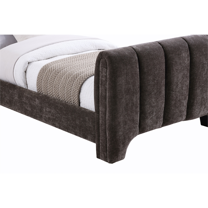 Bowery Hill Contemporary Soft Brown Chenille Fabric Twin Bed