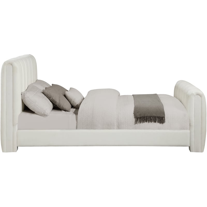 Bowery Hill Contemporary Soft Cream Chenille Fabric Queen Bed