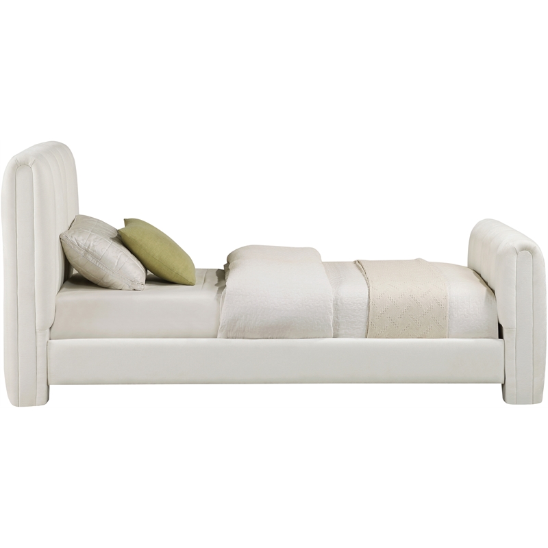 Bowery Hill Contemporary Soft Cream Chenille Fabric Twin Bed