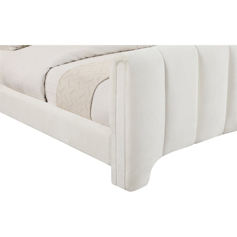 Bowery Hill Contemporary Soft Cream Chenille Fabric Twin Bed