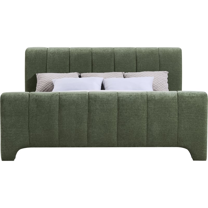 Bowery Hill Contemporary Soft Green Chenille Fabric Full Bed