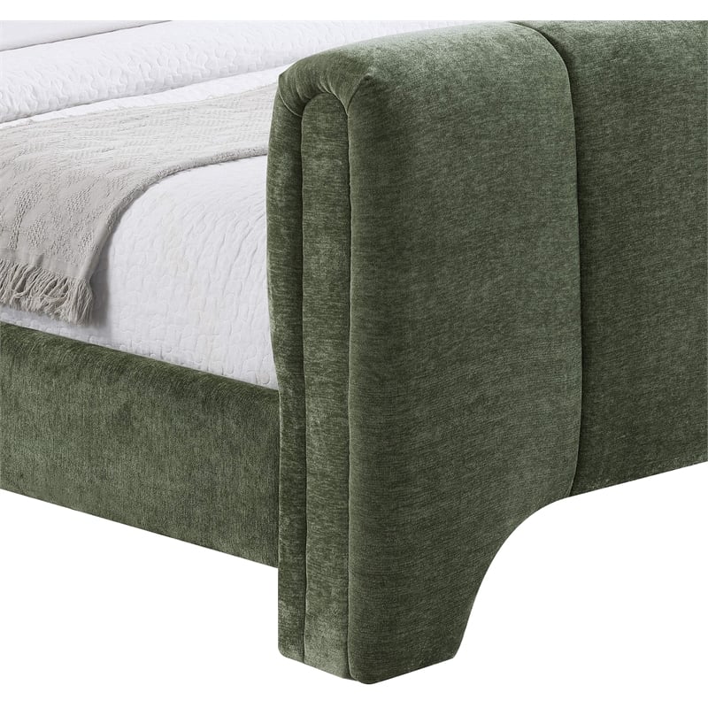 Bowery Hill Contemporary Soft Green Chenille Fabric Full Bed