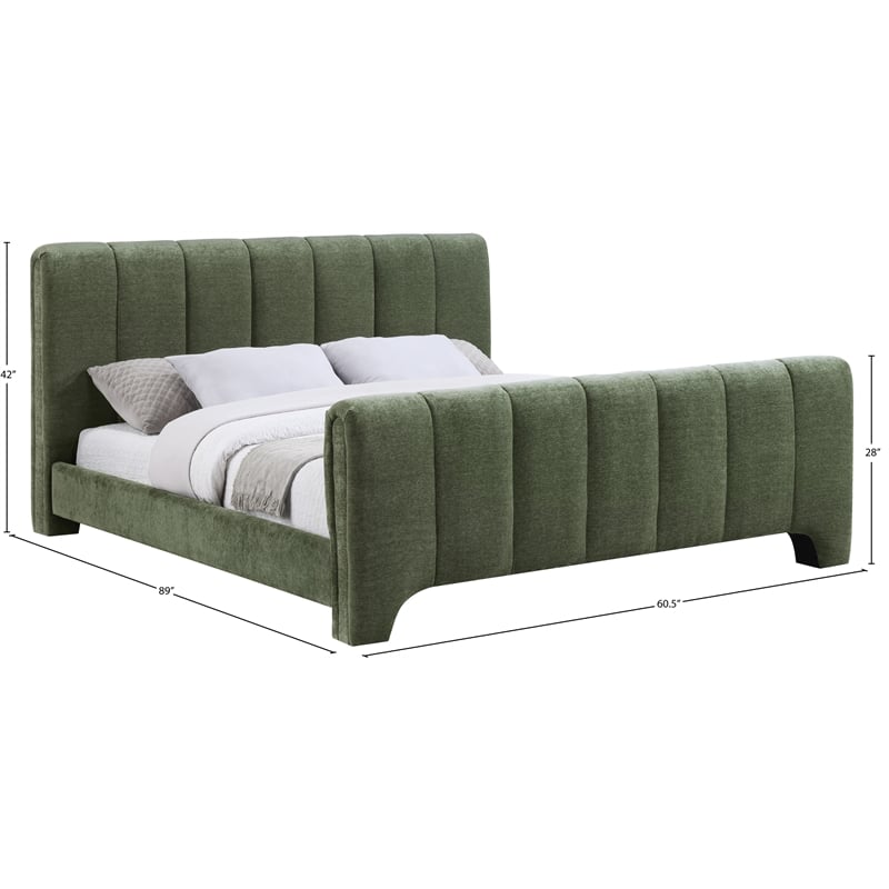 Bowery Hill Contemporary Soft Green Chenille Fabric Full Bed