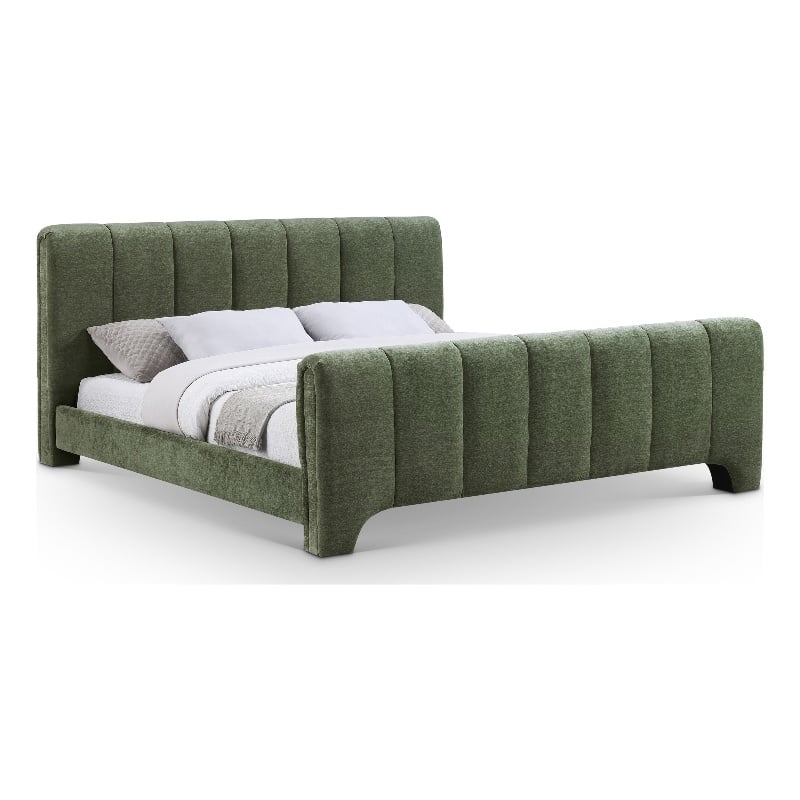 Bowery Hill Contemporary Soft Green Chenille Fabric Full Bed