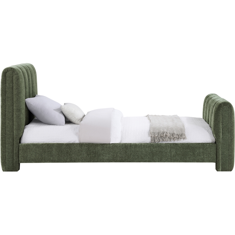 Bowery Hill Contemporary Soft Green Chenille Fabric Twin Bed