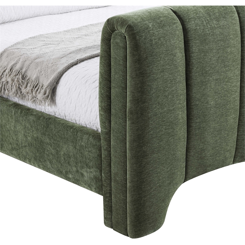 Bowery Hill Contemporary Soft Green Chenille Fabric Twin Bed