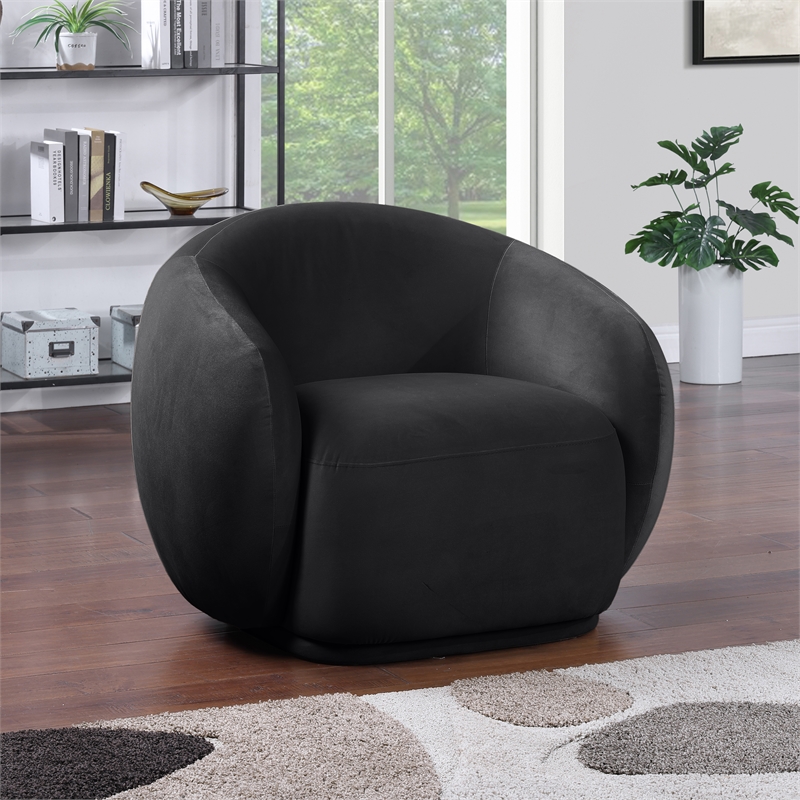 Bowery Hill Contemporary Solid Wood Inner Frame Black Durable Velvet Chair