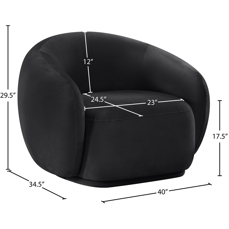 Bowery Hill Contemporary Solid Wood Inner Frame Black Durable Velvet Chair