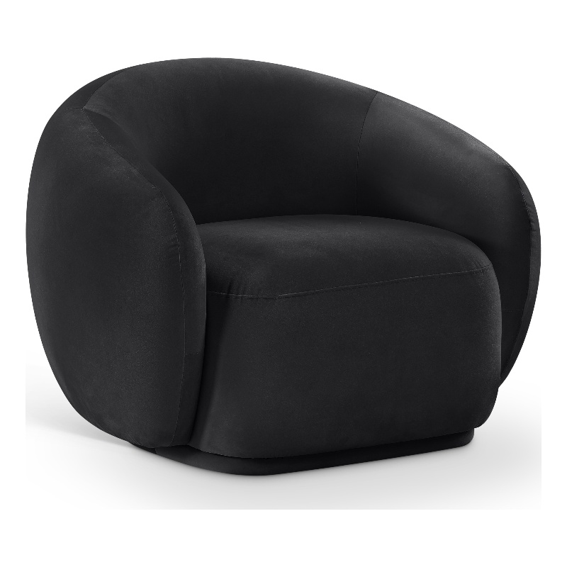 Bowery Hill Contemporary Solid Wood Inner Frame Black Durable Velvet Chair