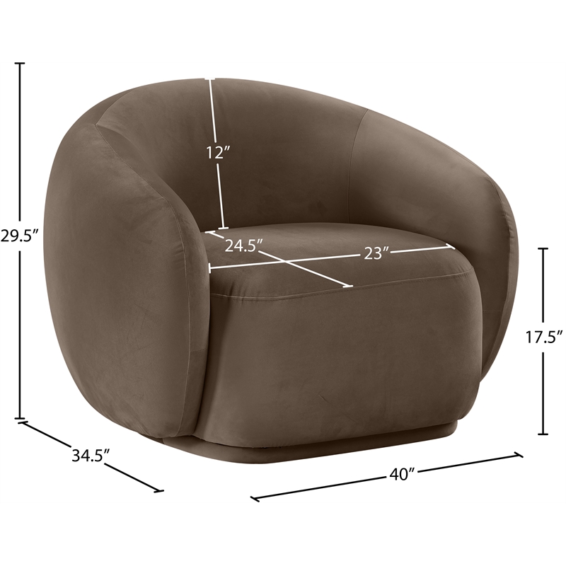 Bowery Hill Contemporary Solid Wood Inner Frame Brown Durable Velvet Chair