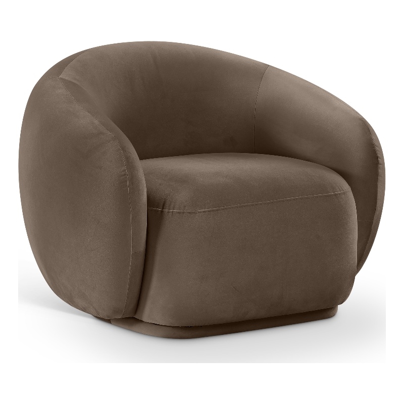 Bowery Hill Contemporary Solid Wood Inner Frame Brown Durable Velvet Chair