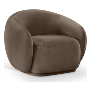 Bowery Hill Contemporary Solid Wood Inner Frame Brown Durable Velvet Chair