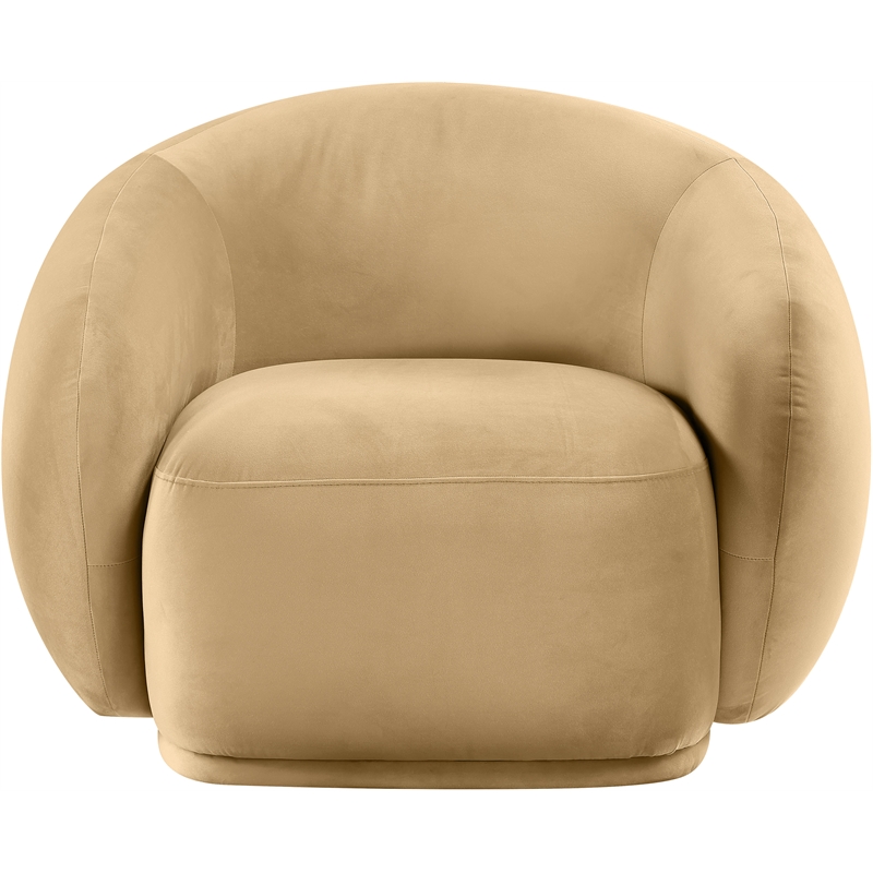 Bowery Hill Contemporary Solid Wood Inner Frame Camel Durable Velvet Chair