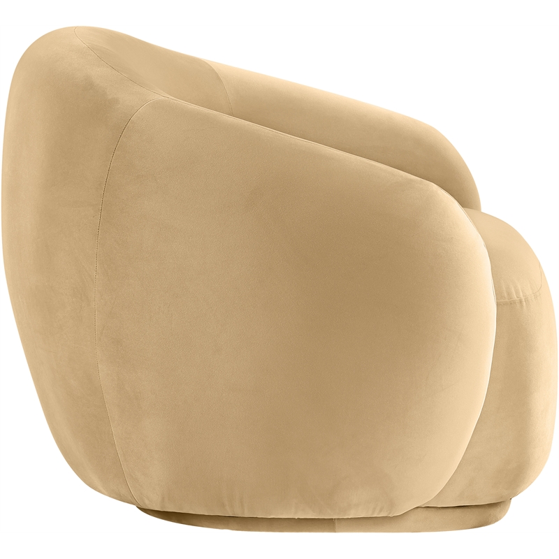 Bowery Hill Contemporary Solid Wood Inner Frame Camel Durable Velvet Chair