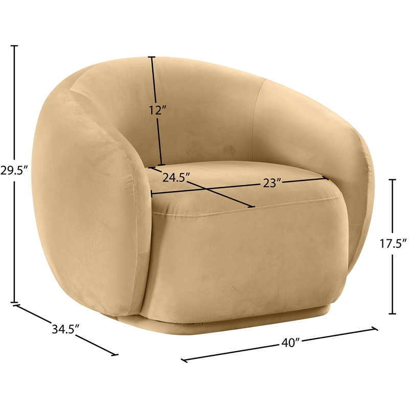 Bowery Hill Contemporary Solid Wood Inner Frame Camel Durable Velvet Chair