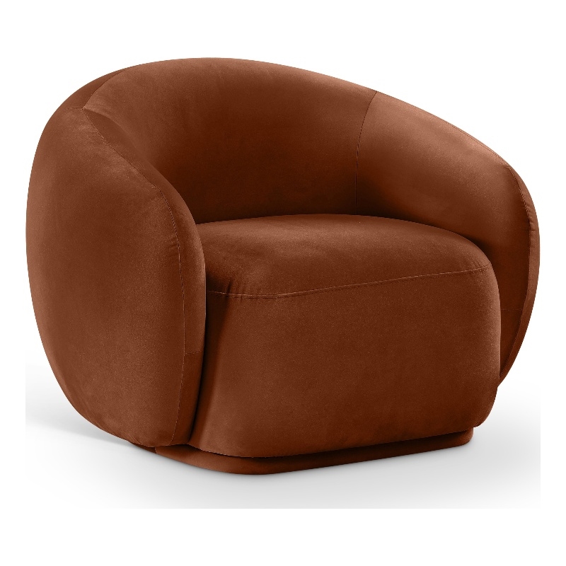 Bowery Hill Contemporary Solid Wood Inner Frame Cognac Durable Velvet Chair