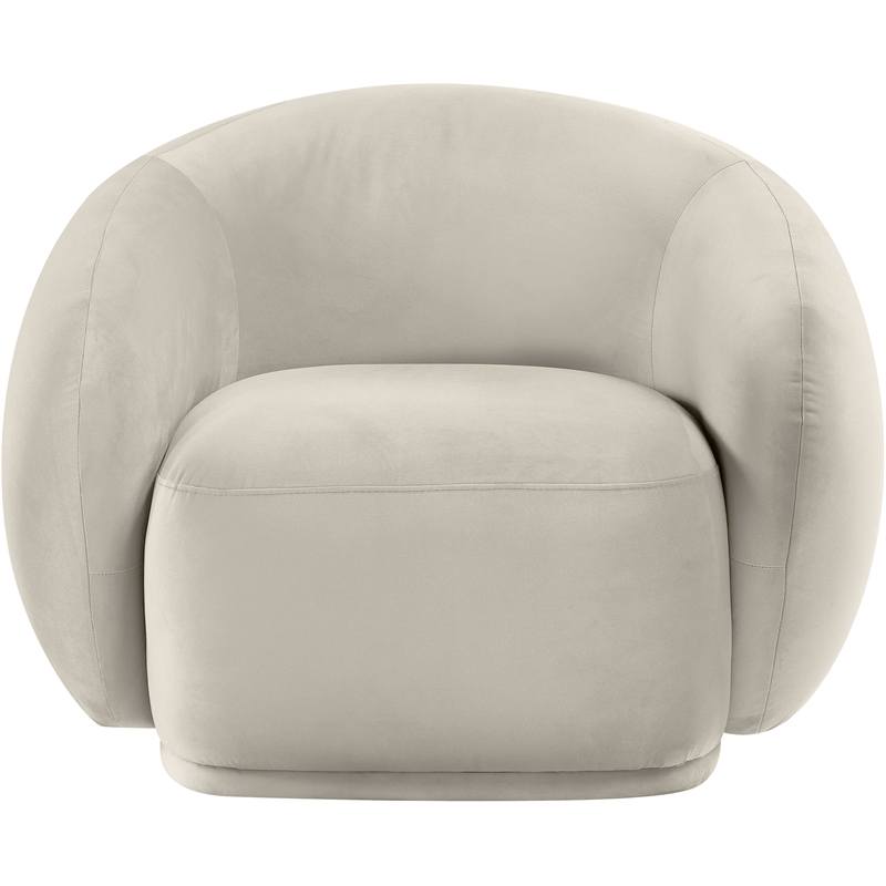 Bowery Hill Contemporary Solid Wood Inner Frame Cream Durable Velvet Chair
