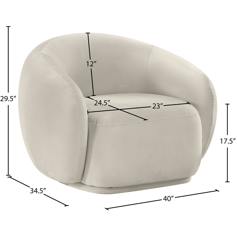 Bowery Hill Contemporary Solid Wood Inner Frame Cream Durable Velvet Chair