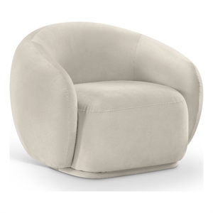 Bowery Hill Contemporary Solid Wood Inner Frame Cream Durable Velvet Chair