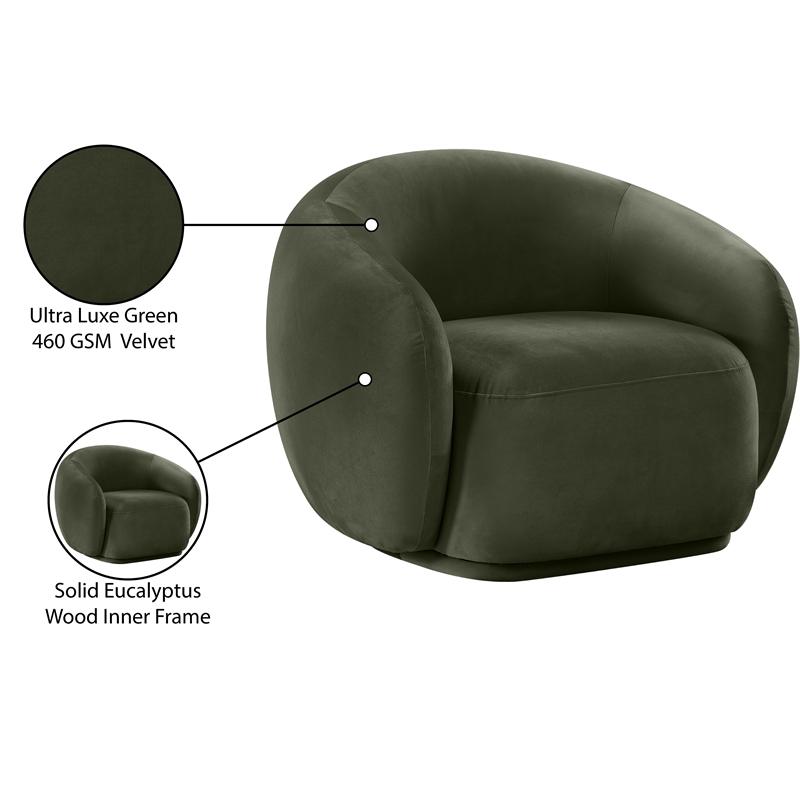 Bowery Hill Contemporary Solid Wood Inner Frame Green Durable Velvet Chair
