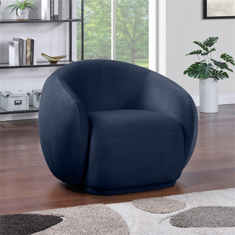 Bowery Hill Contemporary Solid Wood Inner Frame Navy Durable Velvet Chair