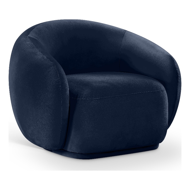 Bowery Hill Contemporary Solid Wood Inner Frame Navy Durable Velvet Chair