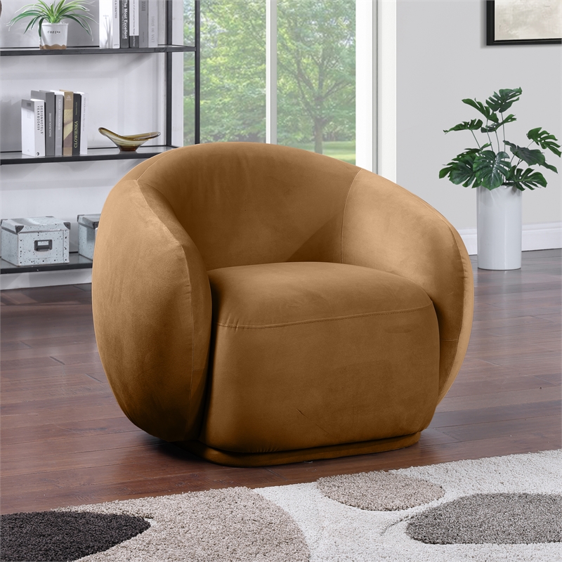 Bowery Hill Contemporary Solid Wood Inner Frame Saddle Durable Velvet Chair