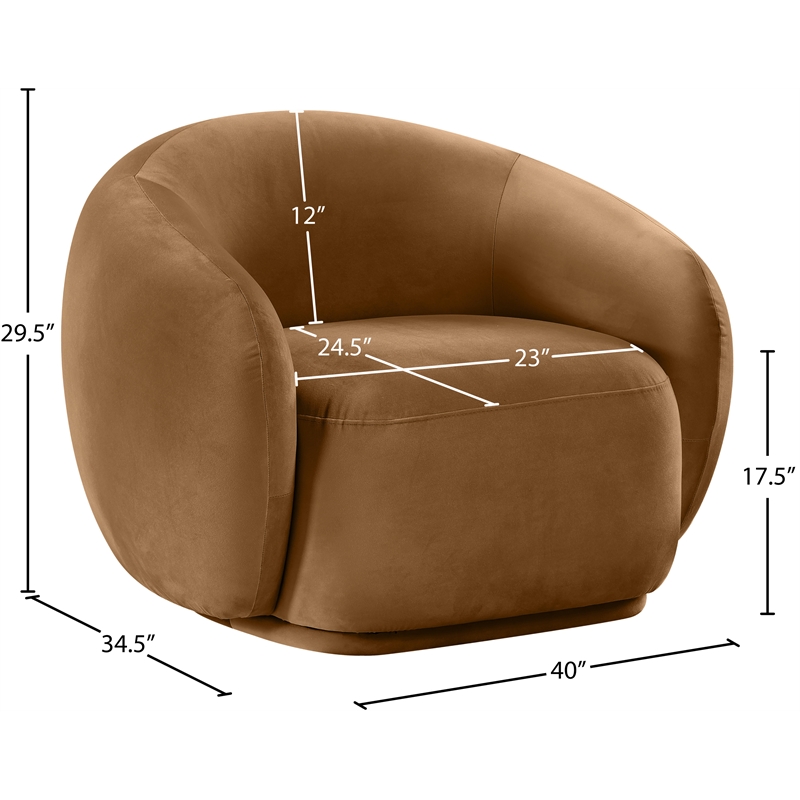 Bowery Hill Contemporary Solid Wood Inner Frame Saddle Durable Velvet Chair