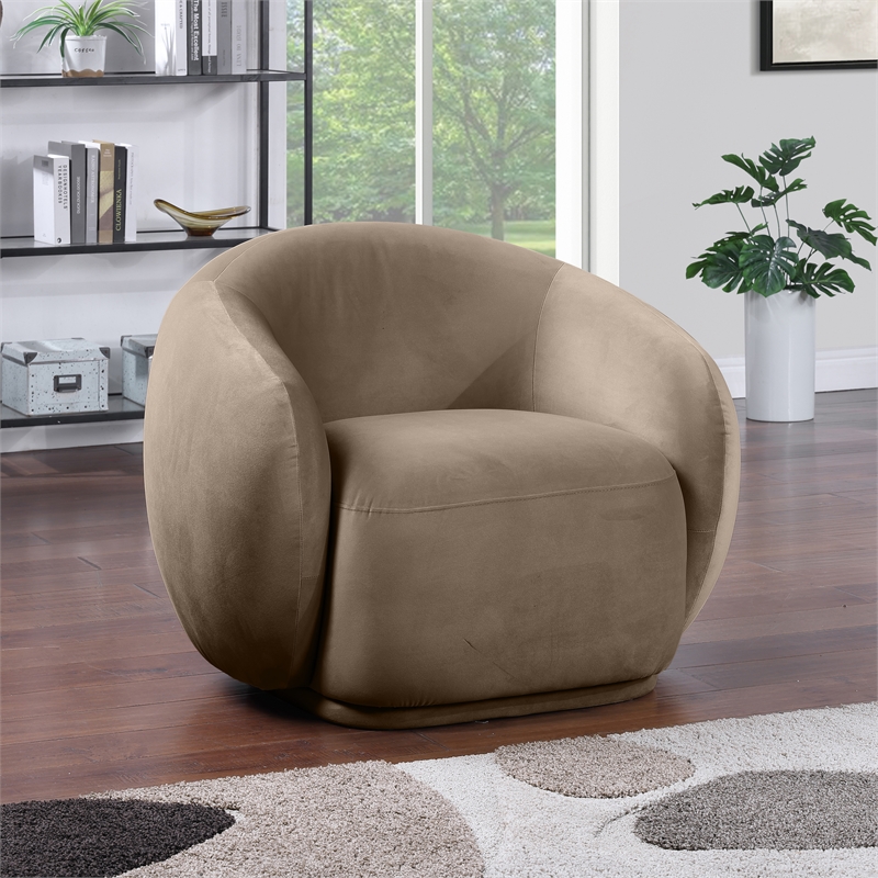 Bowery Hill Contemporary Solid Wood Inner Frame Taupe Durable Velvet Chair