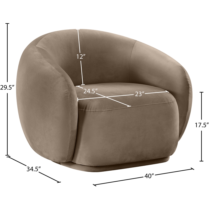 Bowery Hill Contemporary Solid Wood Inner Frame Taupe Durable Velvet Chair