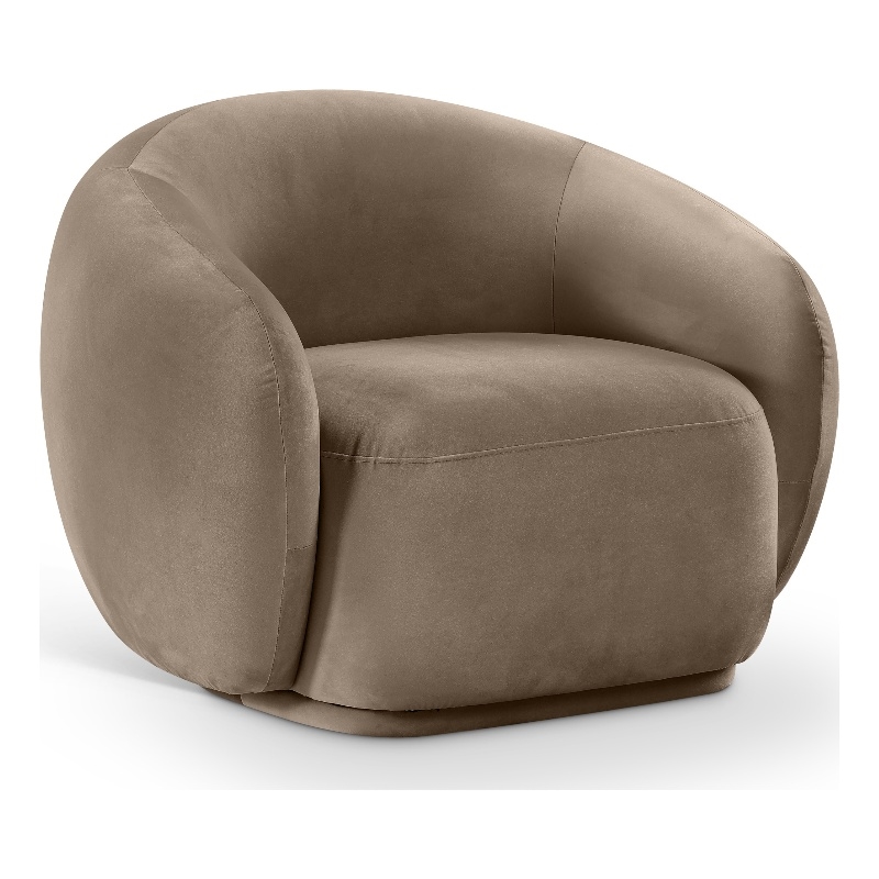 Bowery Hill Contemporary Solid Wood Inner Frame Taupe Durable Velvet Chair