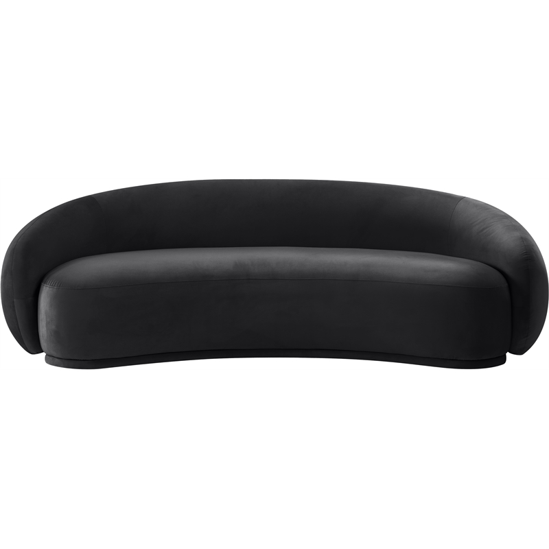 Bowery Hill Contemporary Solid Wood Inner Frame Black Durable Velvet Sofa