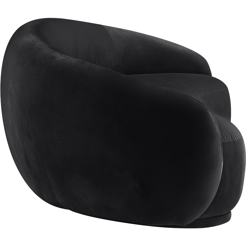Bowery Hill Contemporary Solid Wood Inner Frame Black Durable Velvet Sofa