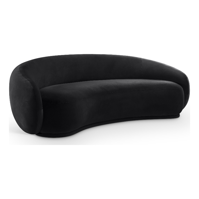 Bowery Hill Contemporary Solid Wood Inner Frame Black Durable Velvet Sofa