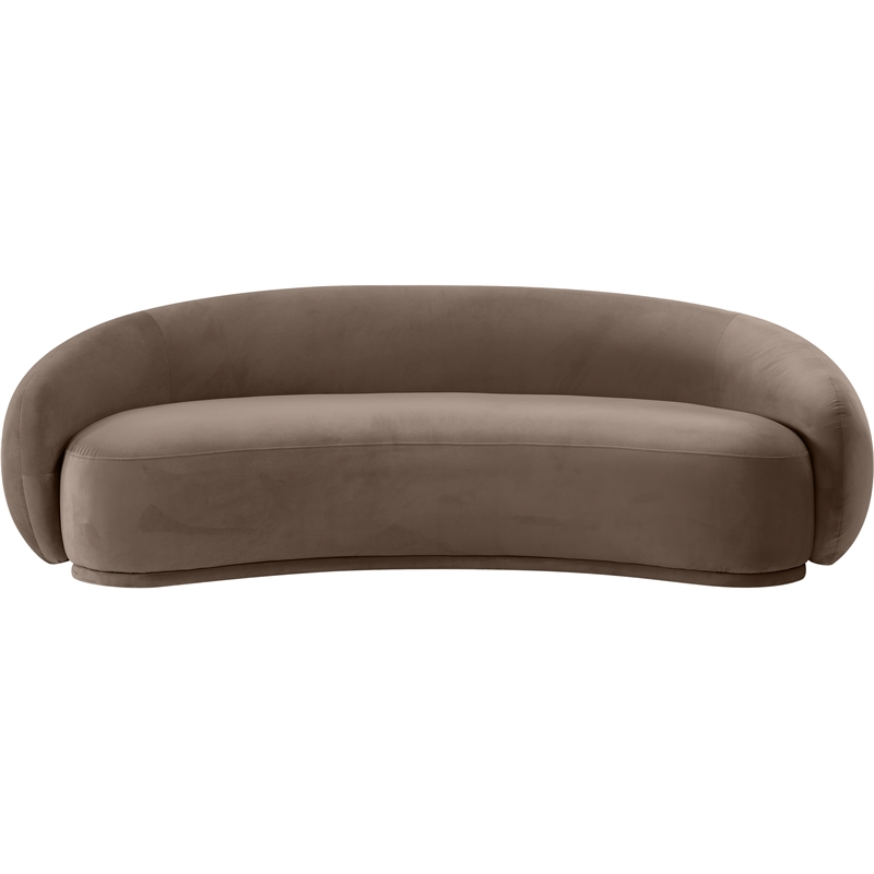 Bowery Hill Contemporary Solid Wood Inner Frame Brown Durable Velvet Sofa
