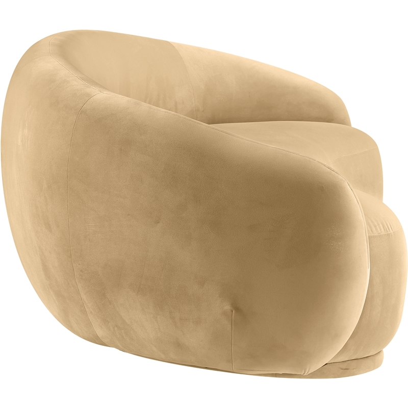Bowery Hill Contemporary Solid Wood Inner Frame Camel Durable Velvet Sofa