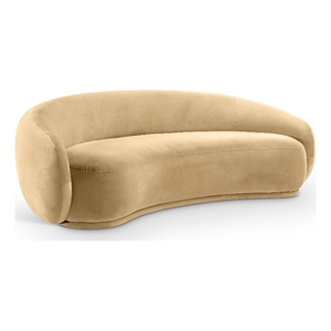 Bowery Hill Contemporary Solid Wood Inner Frame Camel Durable Velvet Sofa