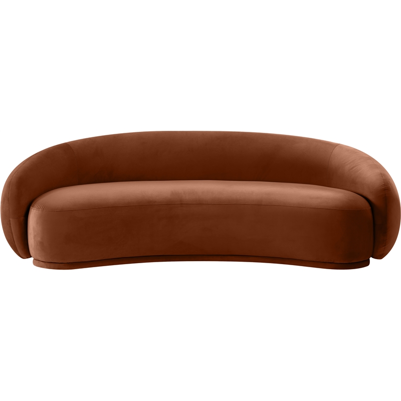 Bowery Hill Contemporary Solid Wood Inner Frame Cognac Durable Velvet Sofa
