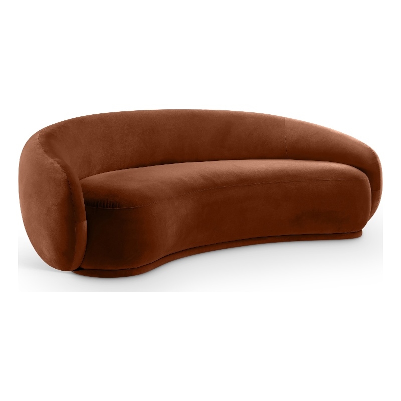Bowery Hill Contemporary Solid Wood Inner Frame Cognac Durable Velvet Sofa