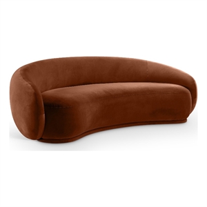 Bowery Hill Contemporary Solid Wood Inner Frame Cognac Durable Velvet Sofa