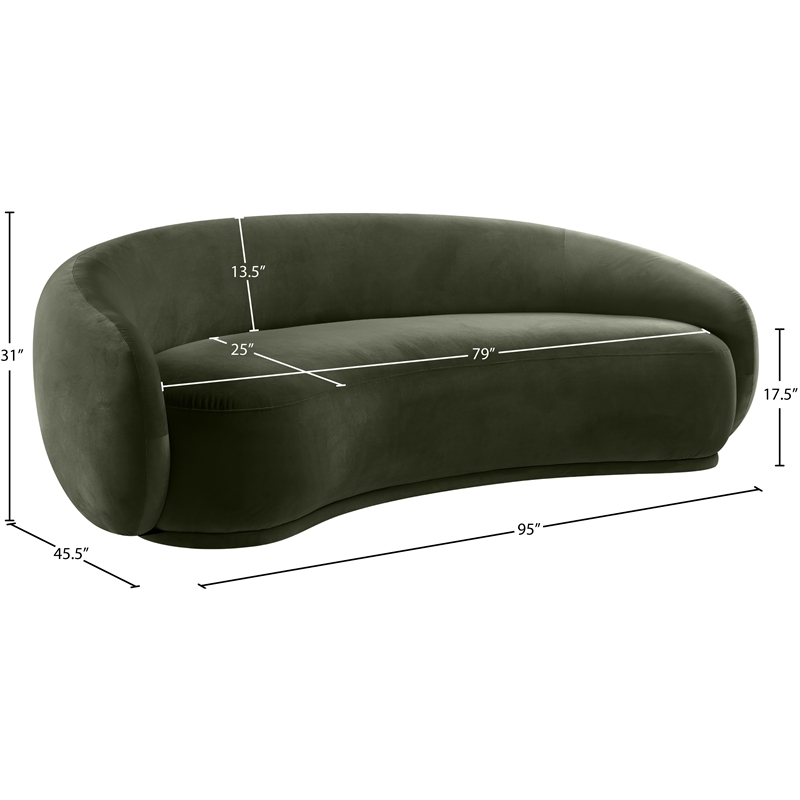 Bowery Hill Contemporary Solid Wood Inner Frame Green Durable Velvet Sofa