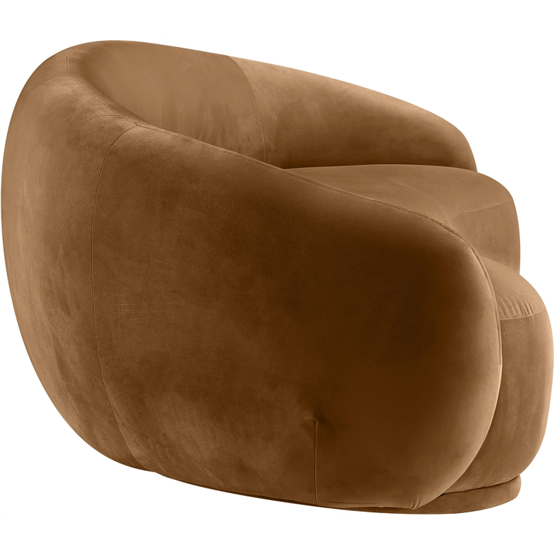 Bowery Hill Contemporary Solid Wood Inner Frame Saddle Durable Velvet Sofa