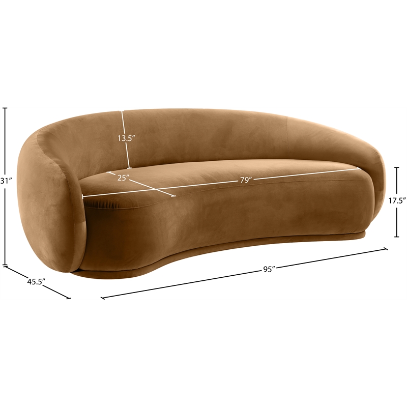 Bowery Hill Contemporary Solid Wood Inner Frame Saddle Durable Velvet Sofa