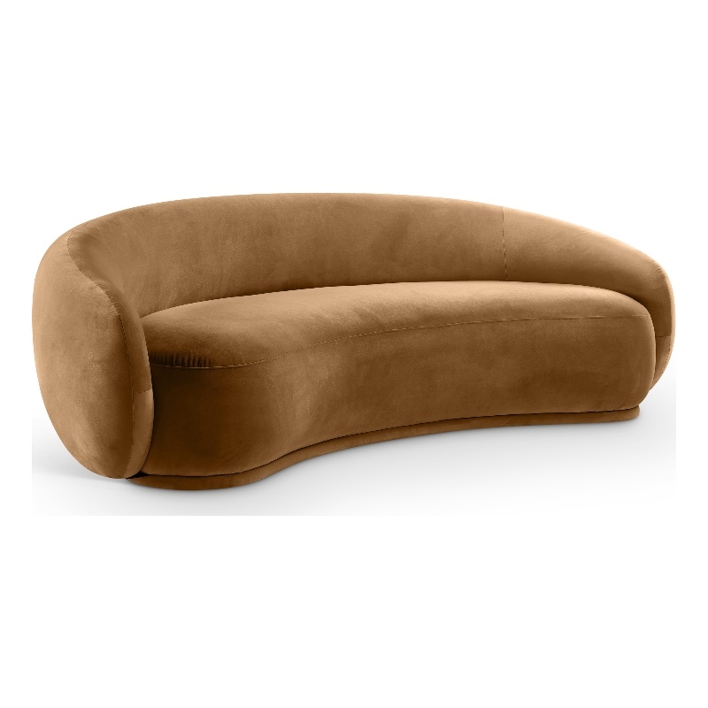 Bowery Hill Contemporary Solid Wood Inner Frame Saddle Durable Velvet Sofa