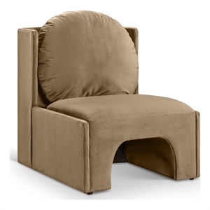 Bowery Hill Contemporary Solid Wood Frame Beige Durable Velvet Accent Chair