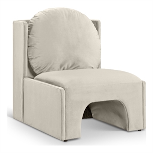 Bowery Hill Contemporary Solid Wood Frame Cream Durable Velvet Accent Chair