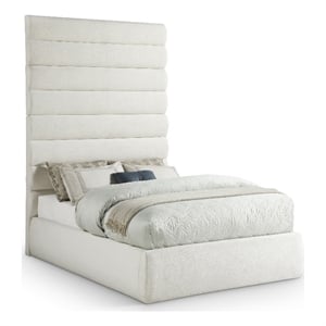 Bowery Hill Contemporary Upholstered Cream Linen Textured Fabric Full Bed