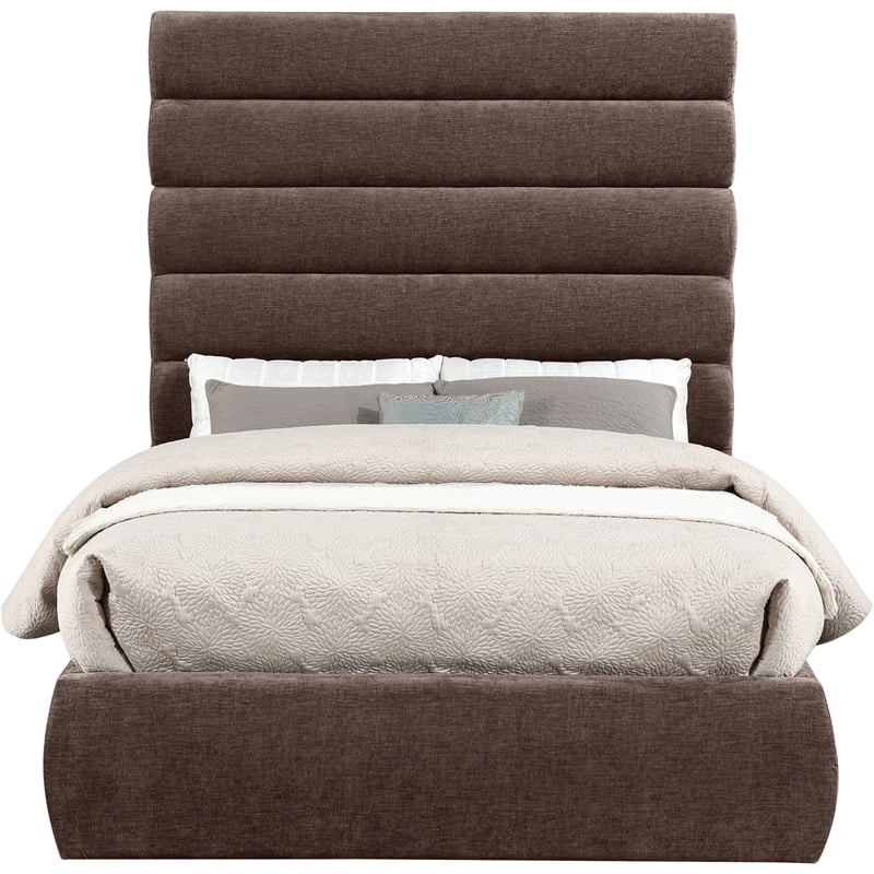 Bowery Hill Contemporary Soft Brown Chenille Fabric Full Bed