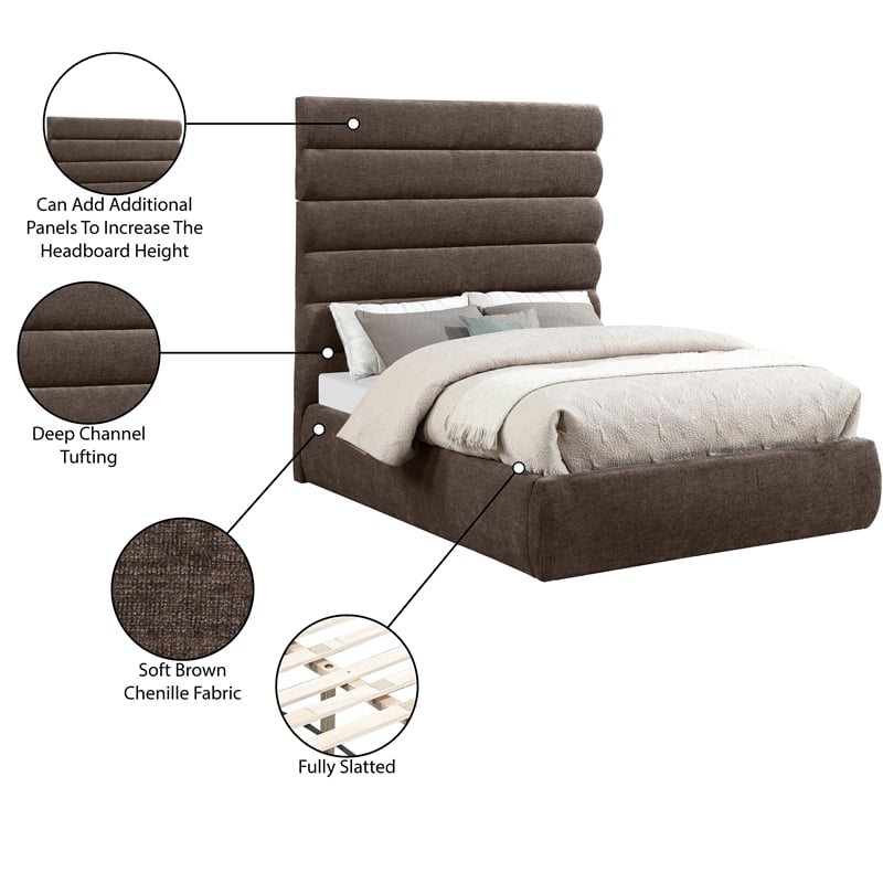 Bowery Hill Contemporary Soft Brown Chenille Fabric Full Bed